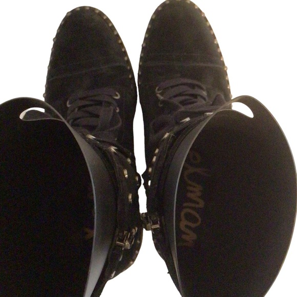 Sam Edelman Jennifer Black Studded Combat Boot Size US 6.5 - Picture 8 of 14